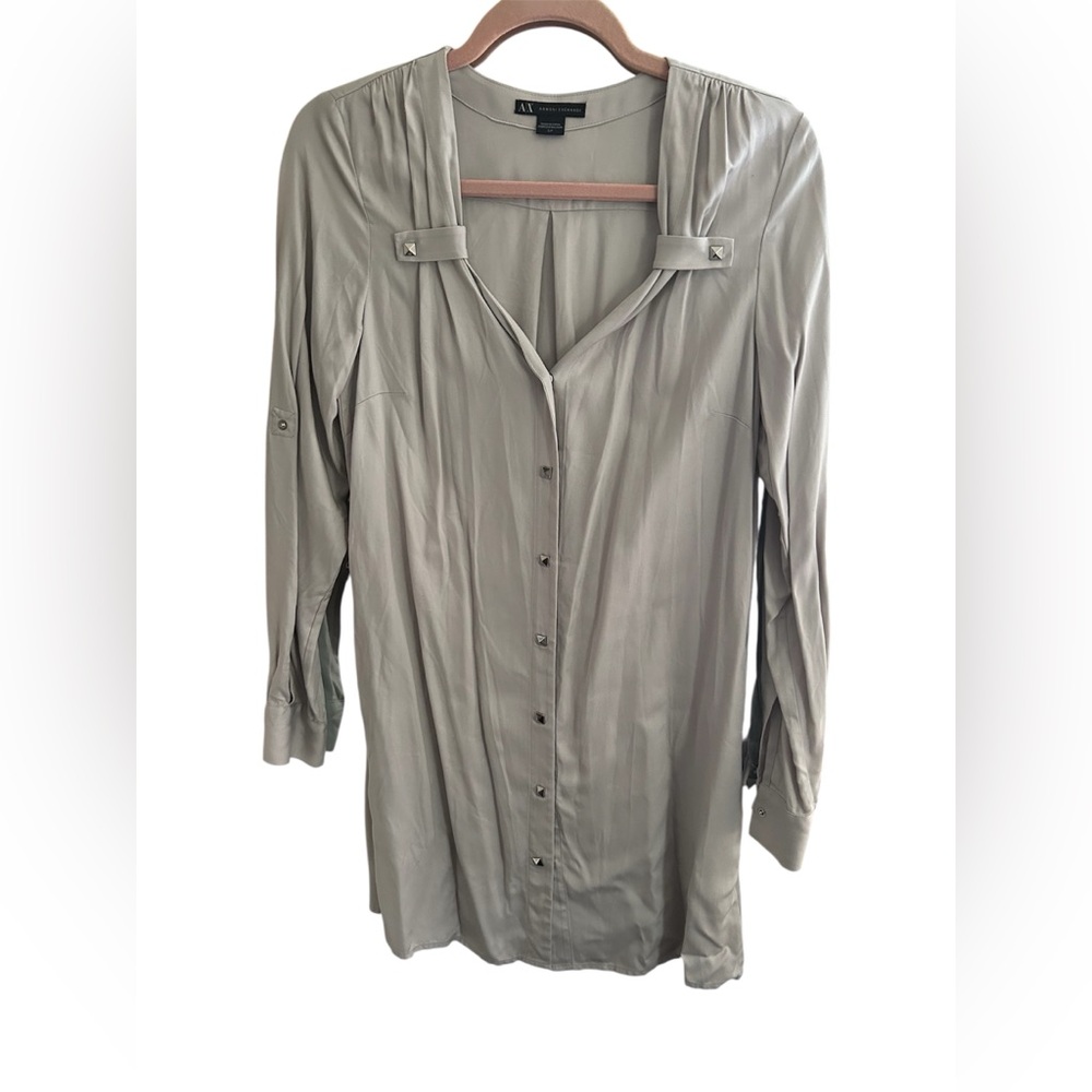 Armani Exchange Light Gray Button Down Dress Size Small